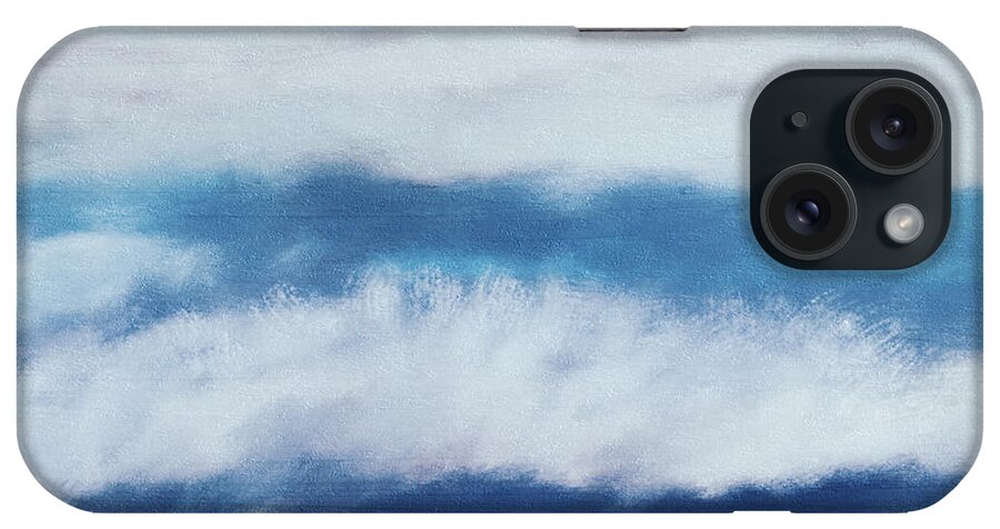 Abstract iPhone Case featuring the mixed media Crashing Waves 2- Art by Linda Woods by Linda Woods