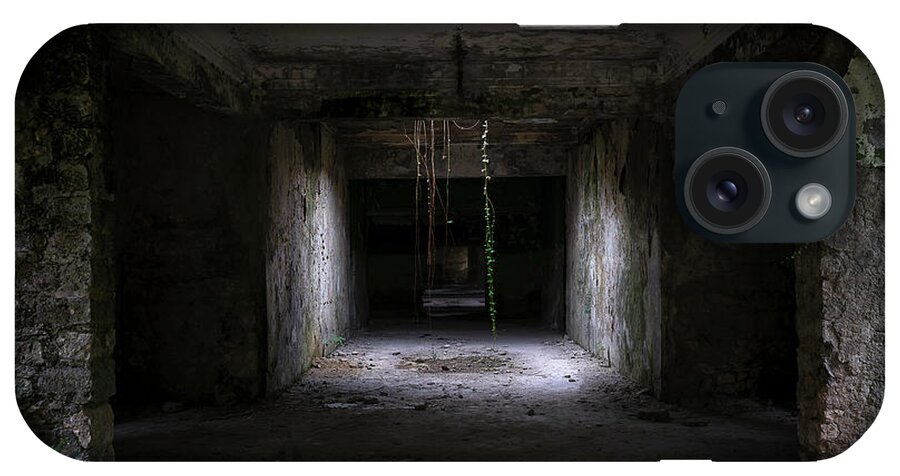 Urban iPhone Case featuring the photograph Creepy Dark Hallway by Roman Robroek