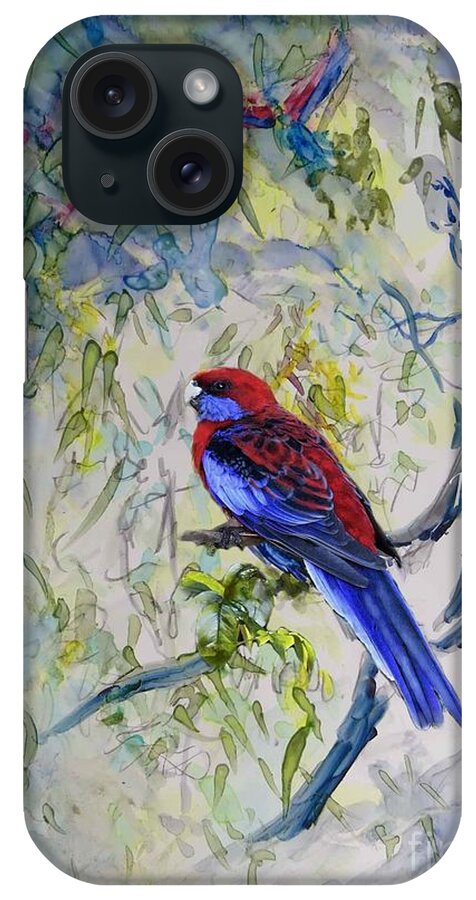 Crimson Rosella iPhone Case featuring the painting Crimson Rosella by Ryn Shell