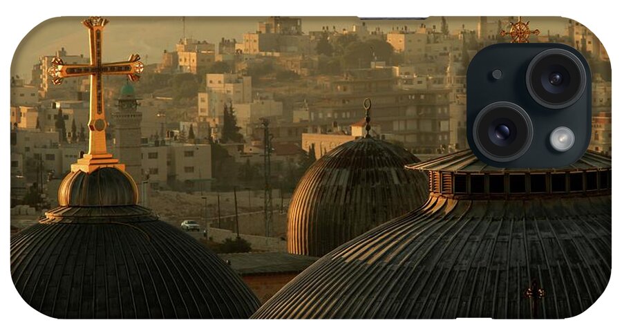 West Bank iPhone Case featuring the photograph Crosses And Domes In The Holy City Of by Picturejohn