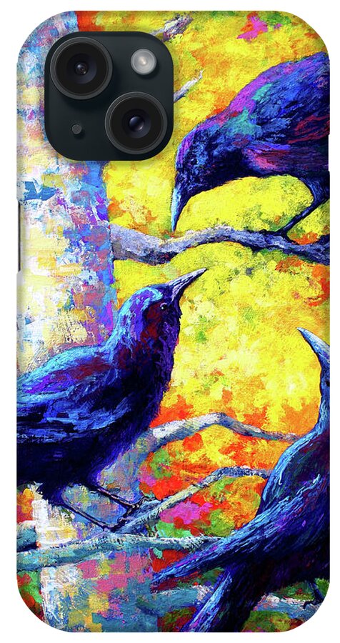 Crows iPhone Case featuring the painting Crows 5 by Marion Rose