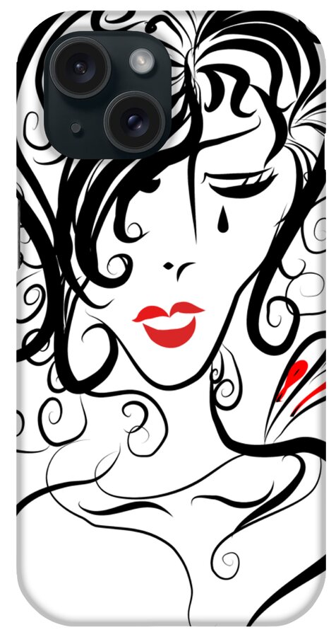 Cry iPhone Case featuring the digital art Crying Lady by Patricia Piotrak