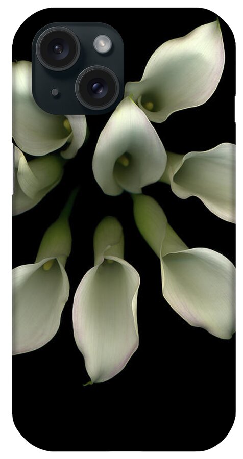 Group Of White Calla Lilies iPhone Case featuring the painting Crystal Blush Calla Lily #2 by Susan S. Barmon