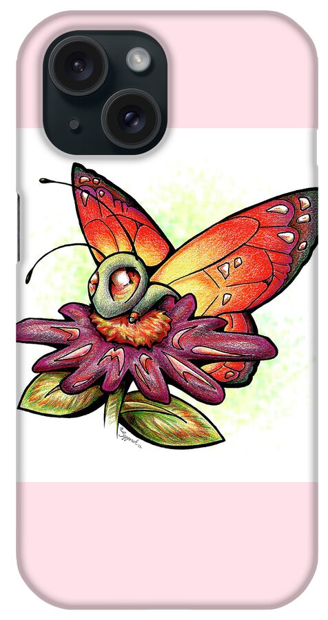 Nature iPhone Case featuring the drawing Cute Cartoon Butterfly by Sipporah Art and Illustration