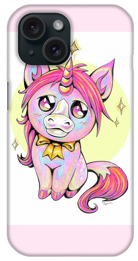 Unicorn iPhone Case featuring the drawing Cute Unicorn II by Sipporah Art and Illustration