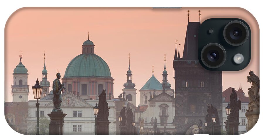 Dawn iPhone Case featuring the photograph Czech Republic, Prague, Charles Bridge by Peter Adams