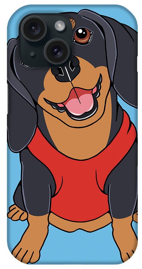 Dachshund Black Tan iPhone Case featuring the mixed media Dachshund Black Tan by Tomoyo Pitcher