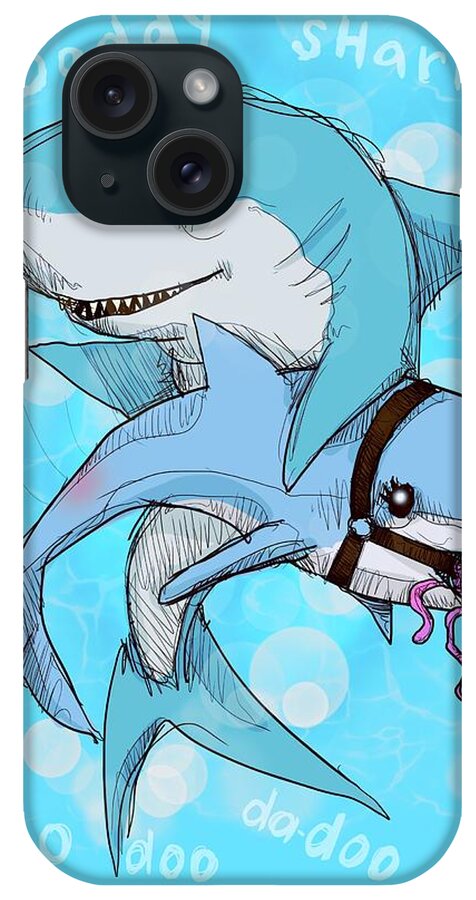 Song iPhone Case featuring the drawing Daddy Shark by Ludwig Van Bacon