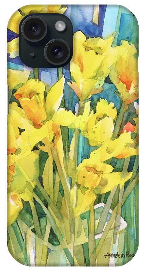 Daffodil iPhone Case featuring the painting Daffodil Delight by Annelein Beukenkamp