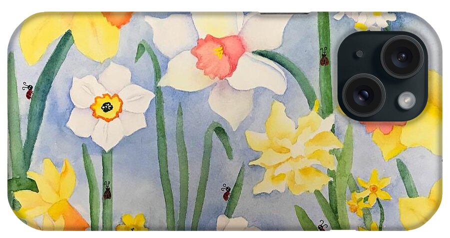 Daffodil iPhone Case featuring the painting Daffodilia by Beth Fontenot