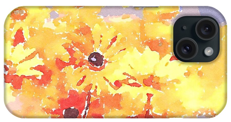 Yellow iPhone Case featuring the painting Daisies by Wade Binford