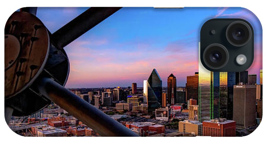 America iPhone Case featuring the photograph Dallas Texas Skyline Colorful Panoramic From Reunion Tower by Gregory Ballos