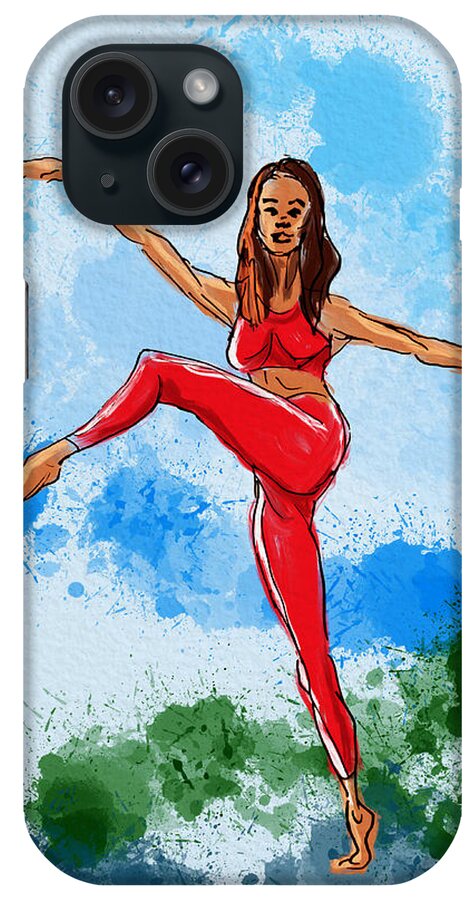 Dancer iPhone Case featuring the digital art Dancer In Red by Michael Kallstrom