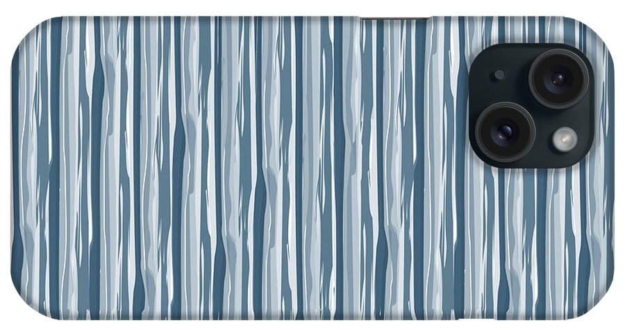 Blue iPhone Case featuring the digital art Dark Sea Blue Bold Grunge Vertical Stripe Pattern Inspired by Chinese Porcelain PPG1160-6 by PIPA Fine Art - Simply Solid