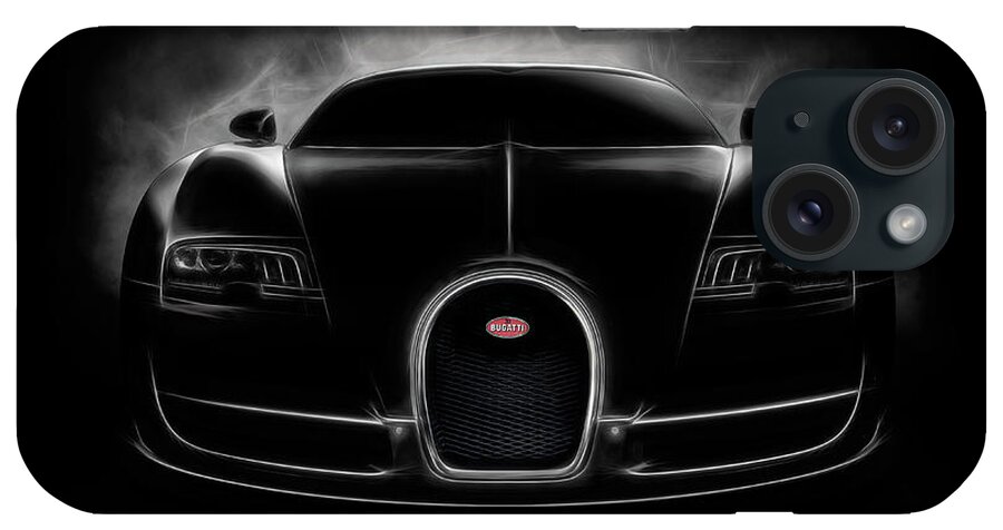 Bugatti iPhone Case featuring the digital art Bugatti Veyron Vitesse in Black by Douglas Pittman