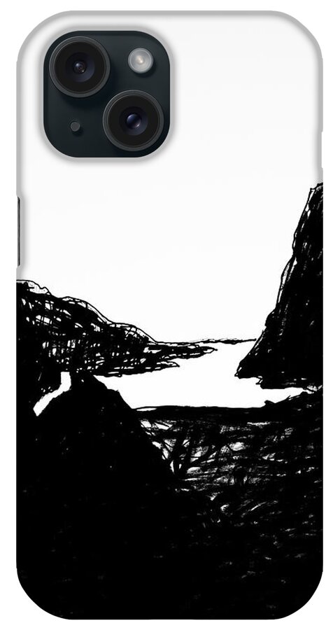 Black Ink Drawing iPhone Case featuring the drawing Death Road by Hans Egil Saele