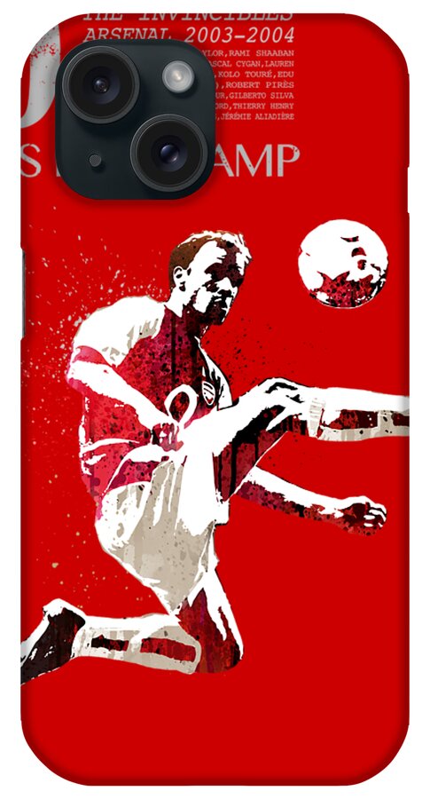 World Cup iPhone Case featuring the painting Dennis Bergkamp - invincibles arsenal by Art Popop