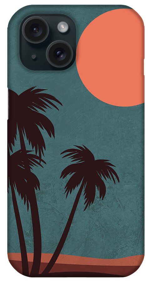 Palm Tree iPhone Case featuring the mixed media Desert Palm Trees by Naxart Studio