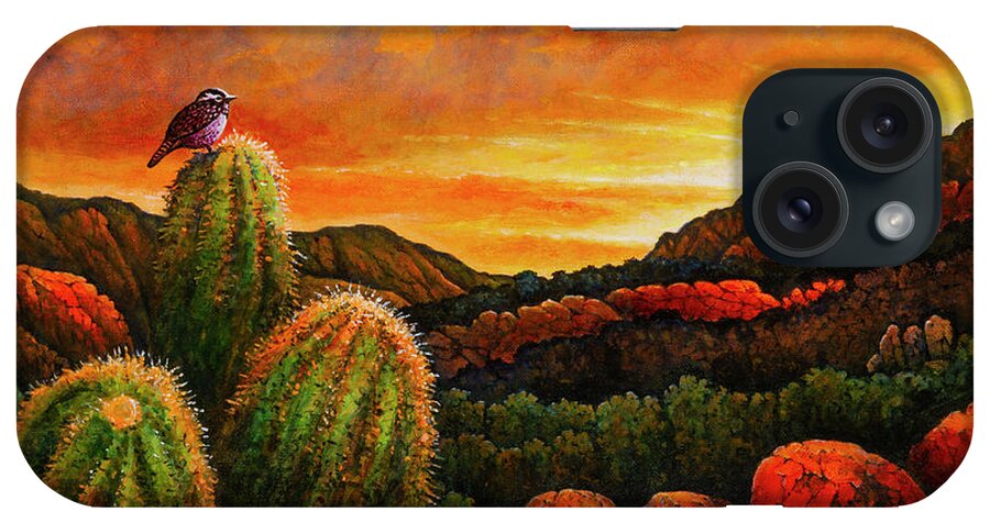 Desert iPhone Case featuring the painting Desert Sunset by Michael Frank