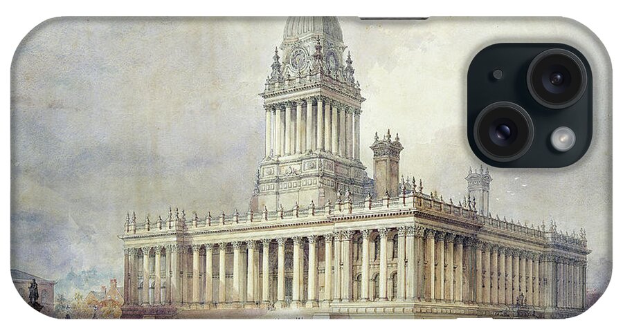 Design iPhone Case featuring the painting Design For Leeds Town Hall, 1854 Watercolor by Cuthbert Brodrick