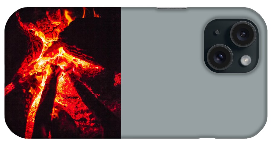 Fire iPhone Case featuring the photograph Details of campfire outdoors by Benny Marty