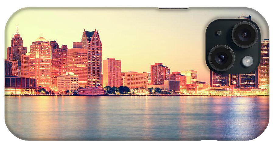 Downtown District iPhone Case featuring the photograph Detroit At Sunset by Espiegle