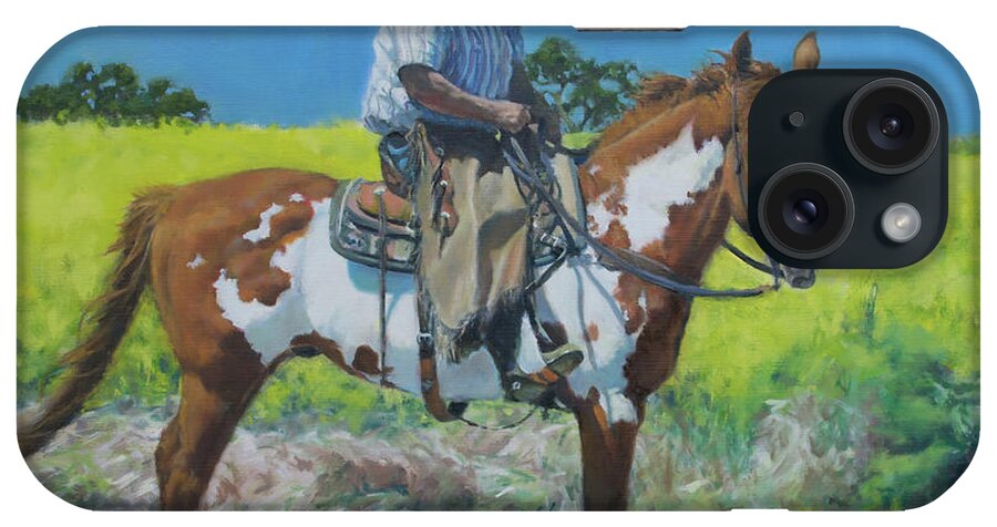Cowboy iPhone Case featuring the painting Diablo Cowboy NO. 1 by Kerima Swain