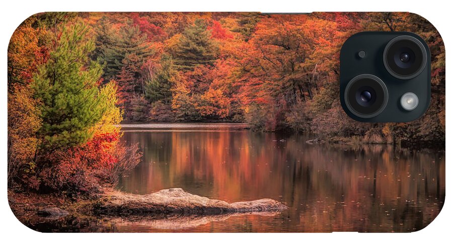 Birch Pond Lynn Massachusetts iPhone Case featuring the photograph Digial paint of Birch Pond by Jeff Folger