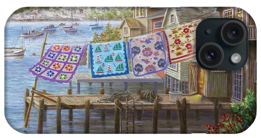 Dock Side Quilts iPhone Case featuring the painting Dock Side Quilts by Nicky Boehme