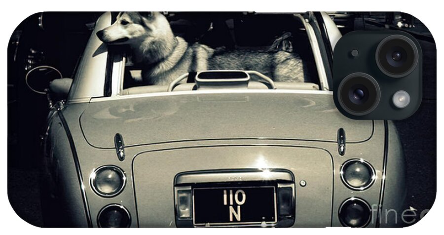 Vintage iPhone Case featuring the photograph Dog Peering From Rear Window Of 1960s Vehicle by Retrographs