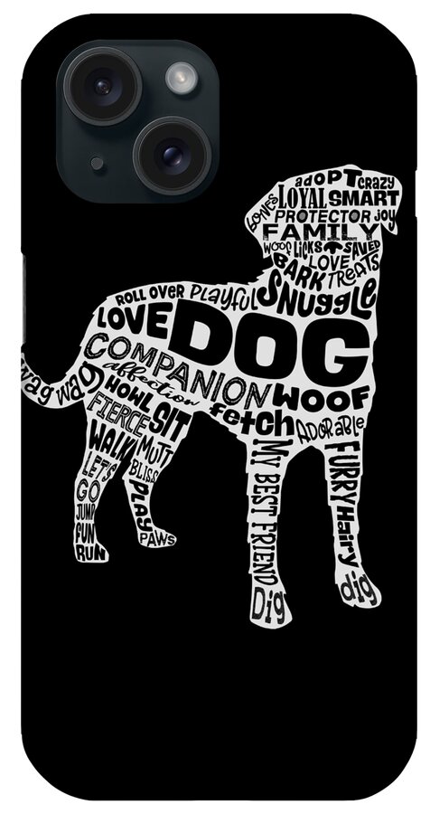 Dog iPhone Case featuring the digital art Dog Silhouette Word Cloud by Laura Ostrowski