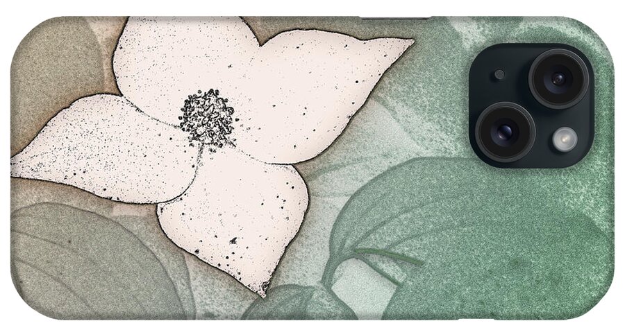 Kousa iPhone Case featuring the digital art Dogwood Flower Stencil on Sandstone by Jason Fink