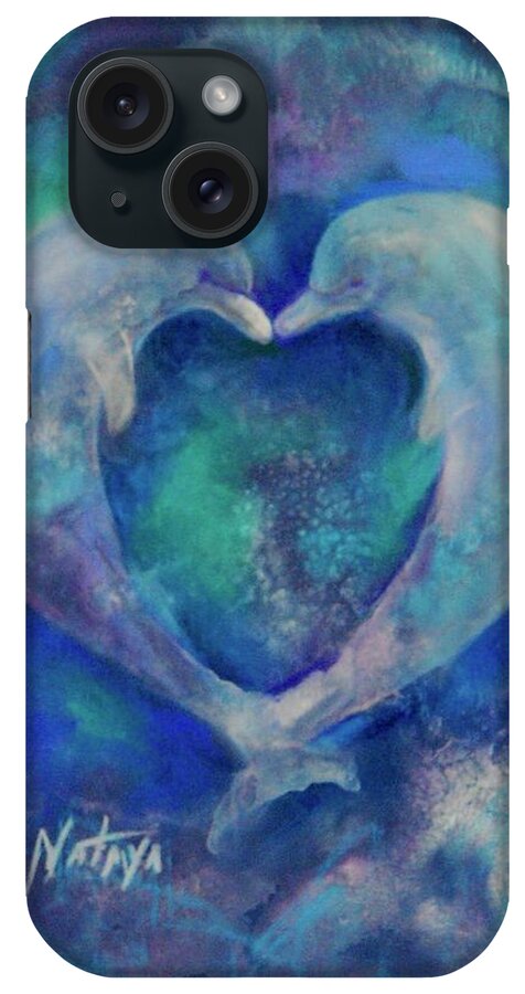 Dolphin. Dolphin Lovers iPhone Case featuring the mixed media Dolphin Love by Nataya Crow