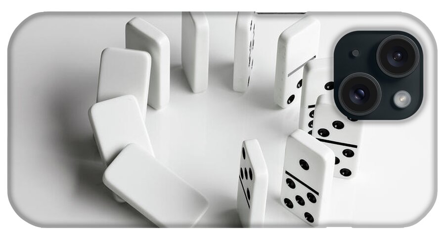 Problems iPhone Case featuring the photograph Dominoes In A Circle Beginning To Fall by Larry Washburn