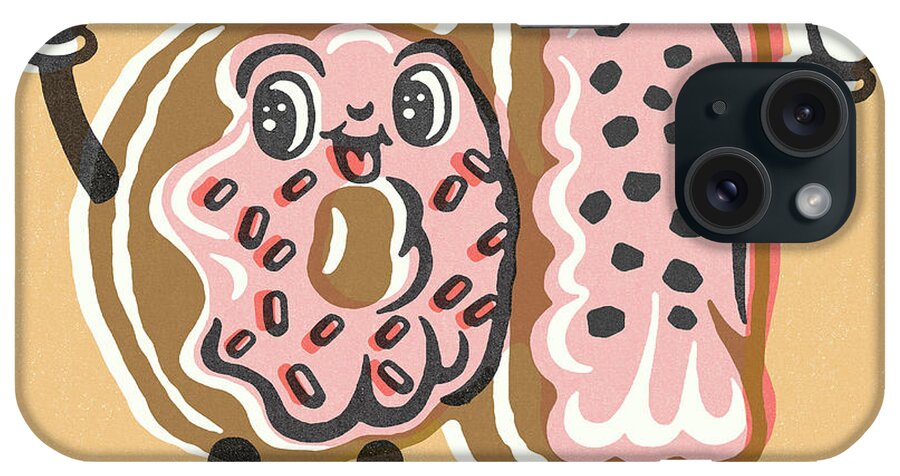 Baked Goods iPhone Case featuring the drawing Donut Characters by CSA Images