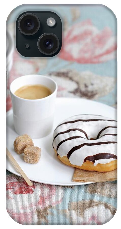 Ip_60301890 iPhone Case featuring the photograph Donut With Icing And Expresso by Carnet