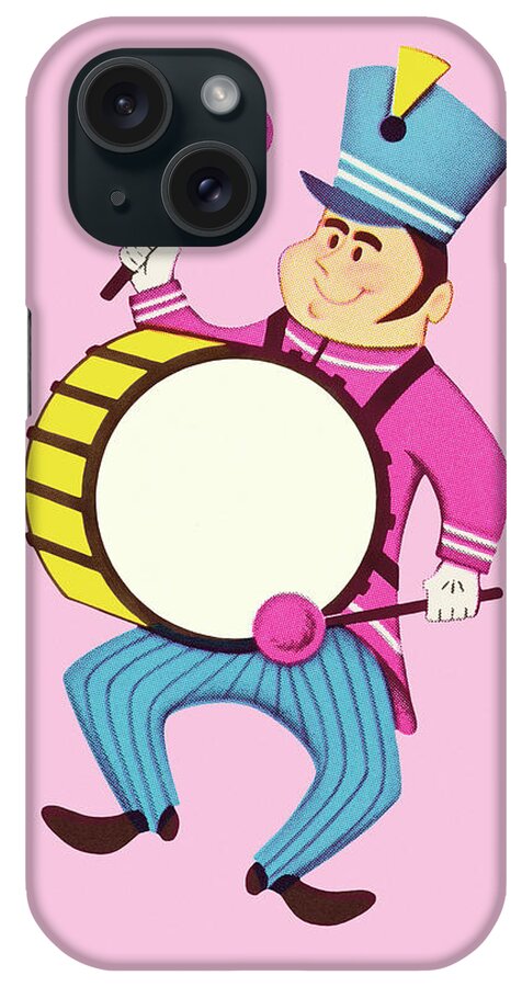 Accessories iPhone Case featuring the drawing Drummer in a Marching Band by CSA Images