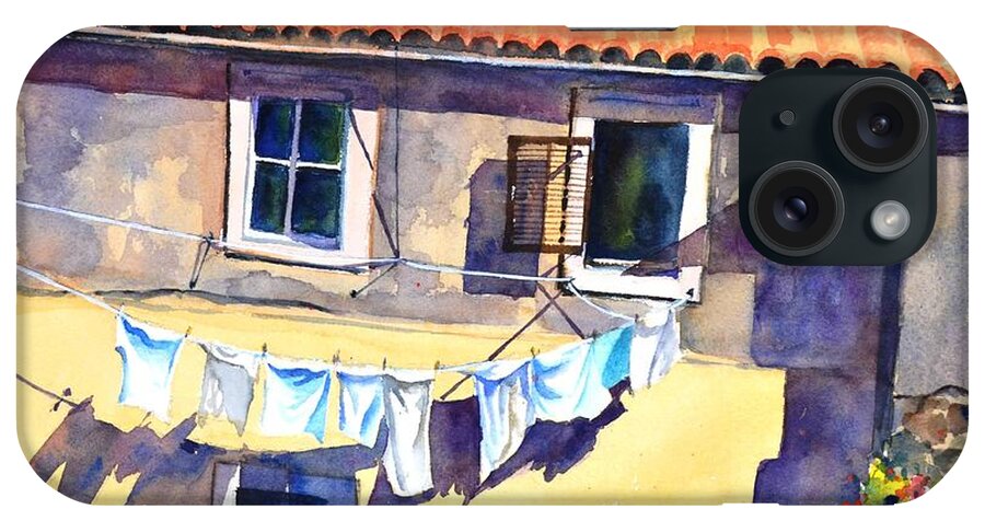 Laundry iPhone Case featuring the painting Drying in the sun by Betty M M Wong