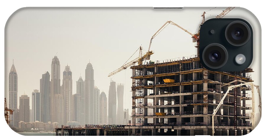 Working iPhone Case featuring the photograph Dubai Construction by Borchee