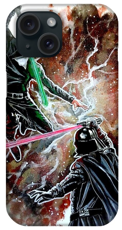 Darth Vader iPhone Case featuring the painting Duel of the Fates by Joel Tesch