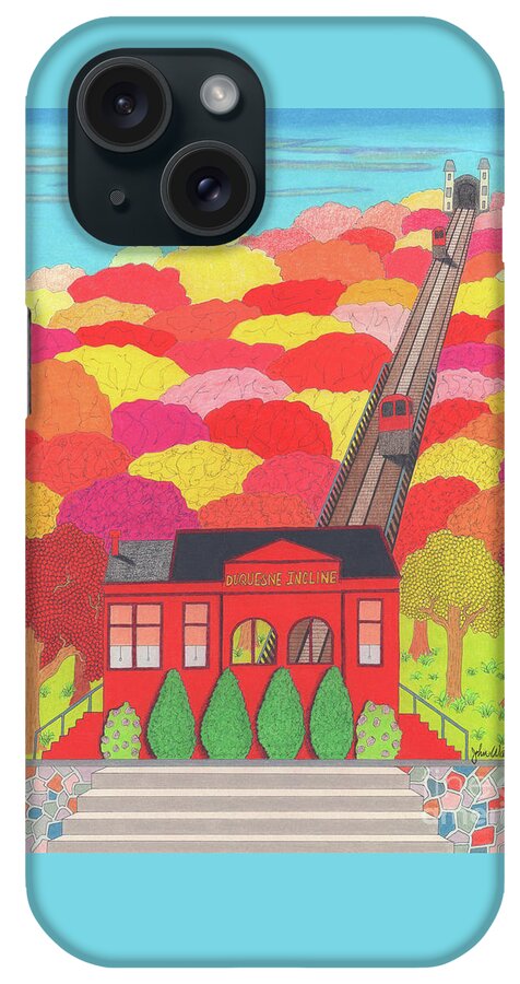 Incline iPhone Case featuring the drawing Duquesne Incline by John Wiegand