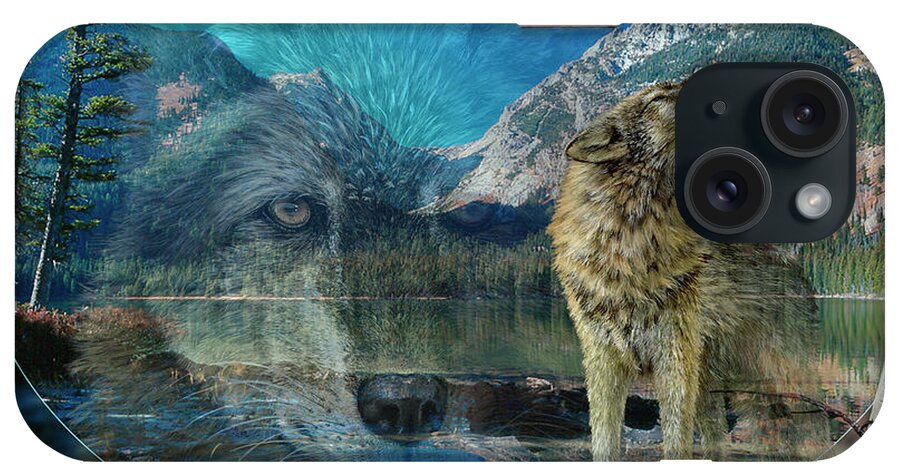 Wolf Howling 
River And Mountains
Image Of Wolf Head Showing Through
Oval Version iPhone Case featuring the photograph Dusk Till Dawn 2 by Gordon Semmens