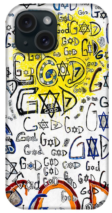 Jewish Star iPhone Case featuring the painting Dyslexic Dog by Yom Tov Blumenthal