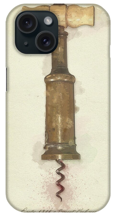 Early1800 Barrel Corkscrew iPhone Case featuring the digital art Early1800 Barrel Corkscrew by Ali Chris