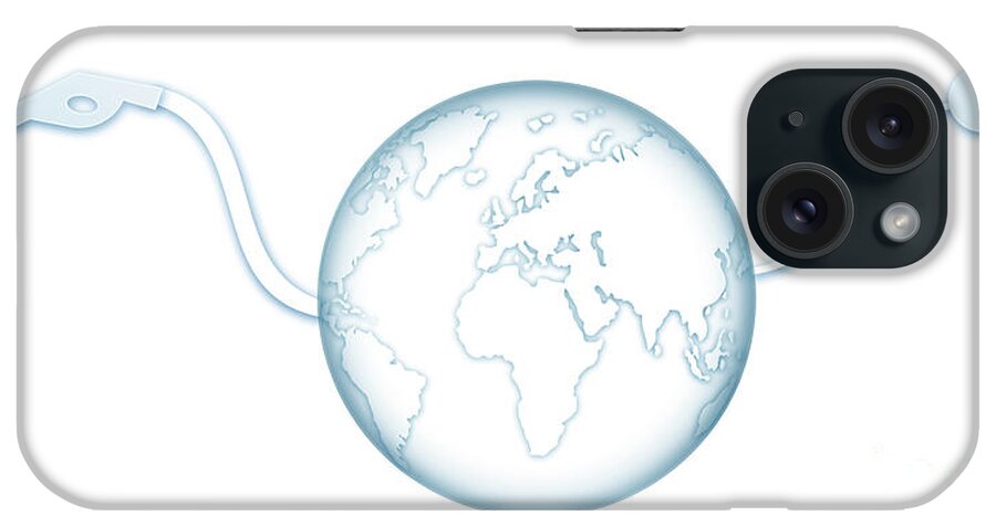 Car iPhone Case featuring the photograph Earth With Fuel Pump And Electric Car Cable by Adam Gault/science Photo Library