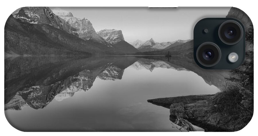 St Mary iPhone Case featuring the photograph East Glacier St. Mary Spring Sunrise Black And White by Adam Jewell