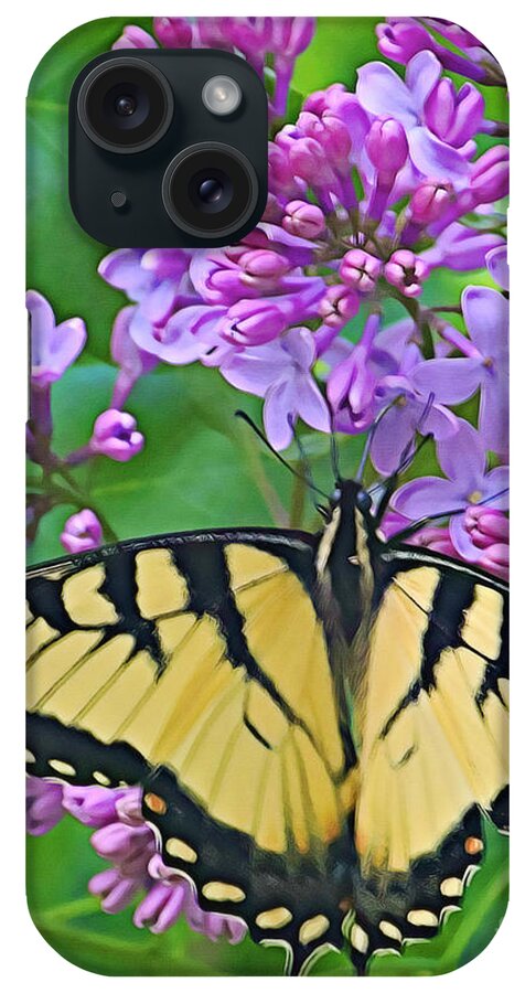Eastern Swallowtail-digital Paint iPhone Case featuring the photograph Eastern Swallowtail-Digital Paint by Kathy M Krause