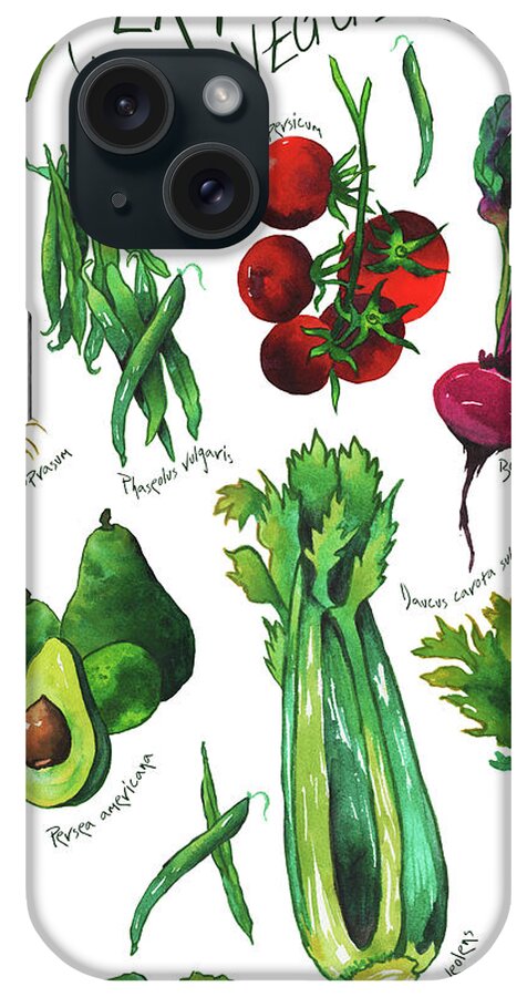 Veggies iPhone Case featuring the mixed media Eat Your Veggies by Elizabeth Medley