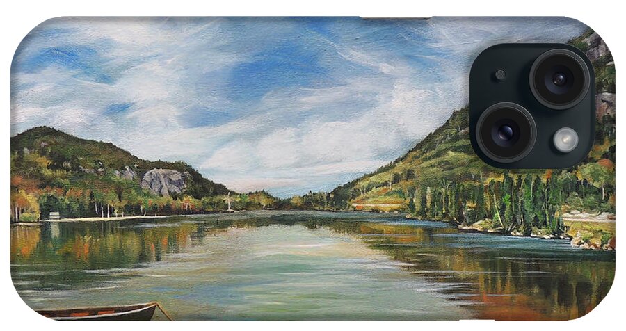 Echo Lake iPhone Case featuring the painting Echo Lake in Franconia Notch New Hampshire by Nancy Griswold