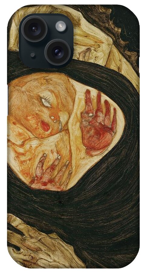 Egon Schiele iPhone Case featuring the painting EGON SCHIELE 'Tote Mutter' I Dead Mother I. Date/Period 1910. Painting. by Egon Schiele